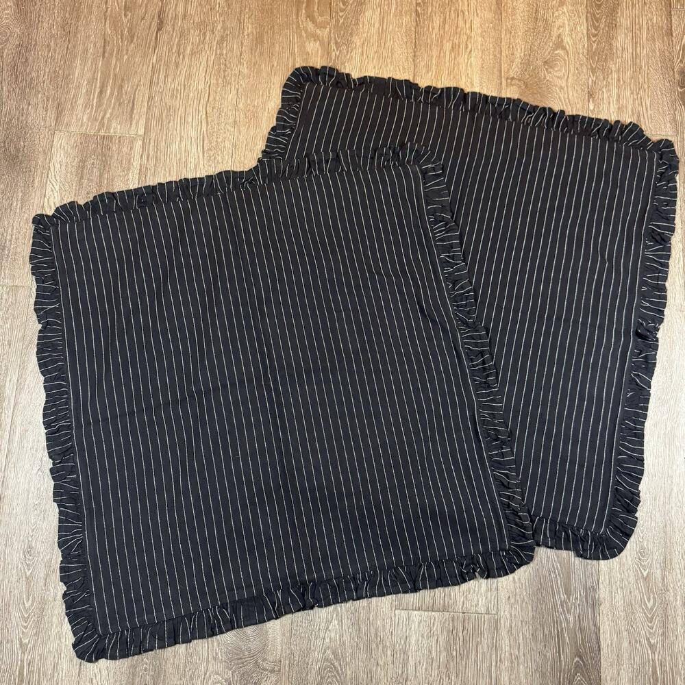 2 X Ralph Lauren Seville European Euro King Pinstripe Black & White Shams